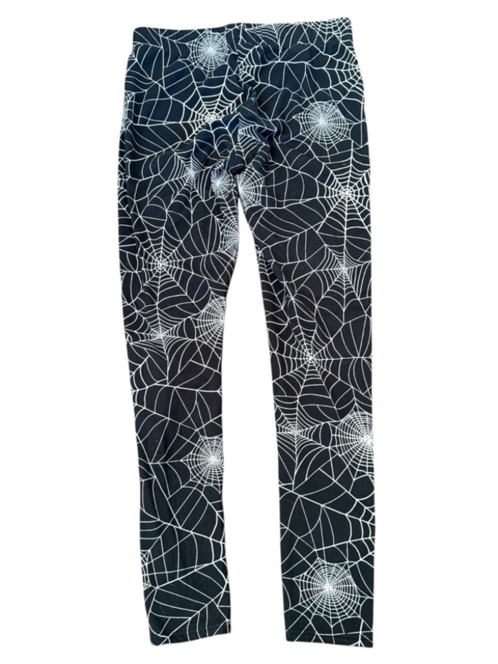 ONE 5 ONE Spider Web Print Black White Leggings M Stretch Halloween Gothic Dark
